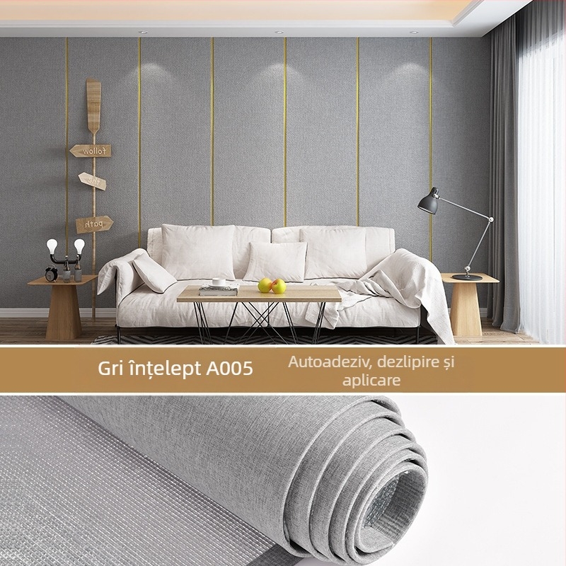 Țesătură de perete din in, strat multiplu, suprafață reliefată, rezistentă la umiditate, decor pentru dormitor și fundal TV, stil modern minimalist