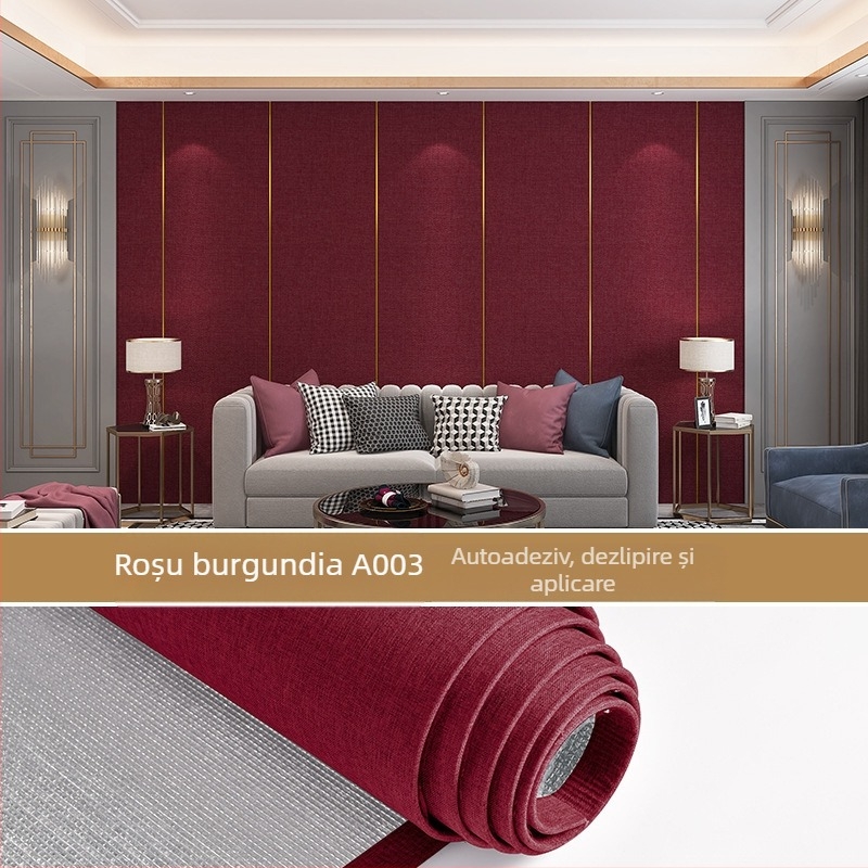 Țesătură de perete din in, strat multiplu, suprafață reliefată, rezistentă la umiditate, decor pentru dormitor și fundal TV, stil modern minimalist