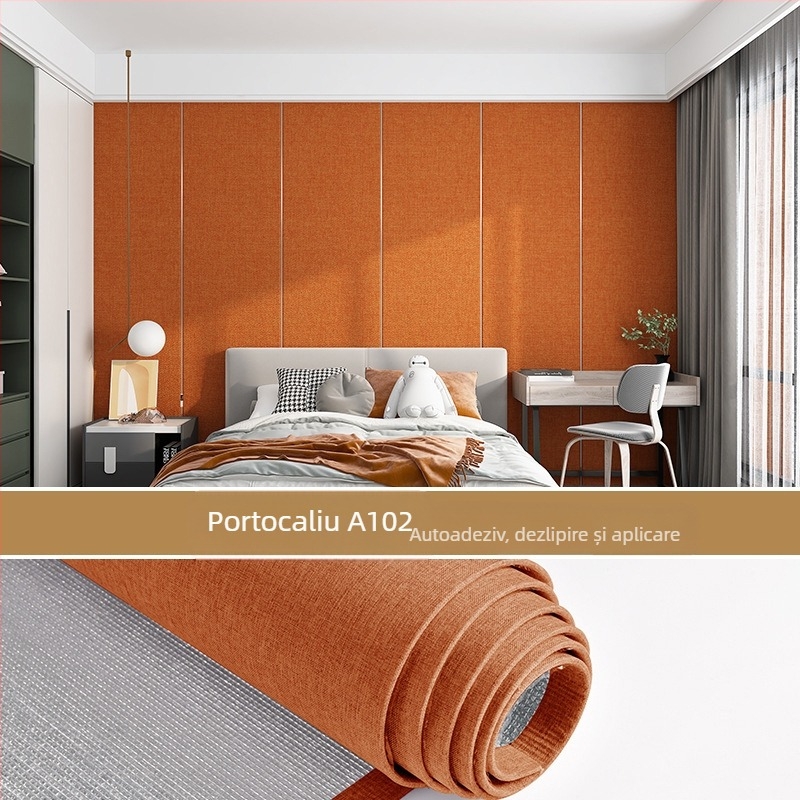 Țesătură de perete din in, strat multiplu, suprafață reliefată, rezistentă la umiditate, decor pentru dormitor și fundal TV, stil modern minimalist