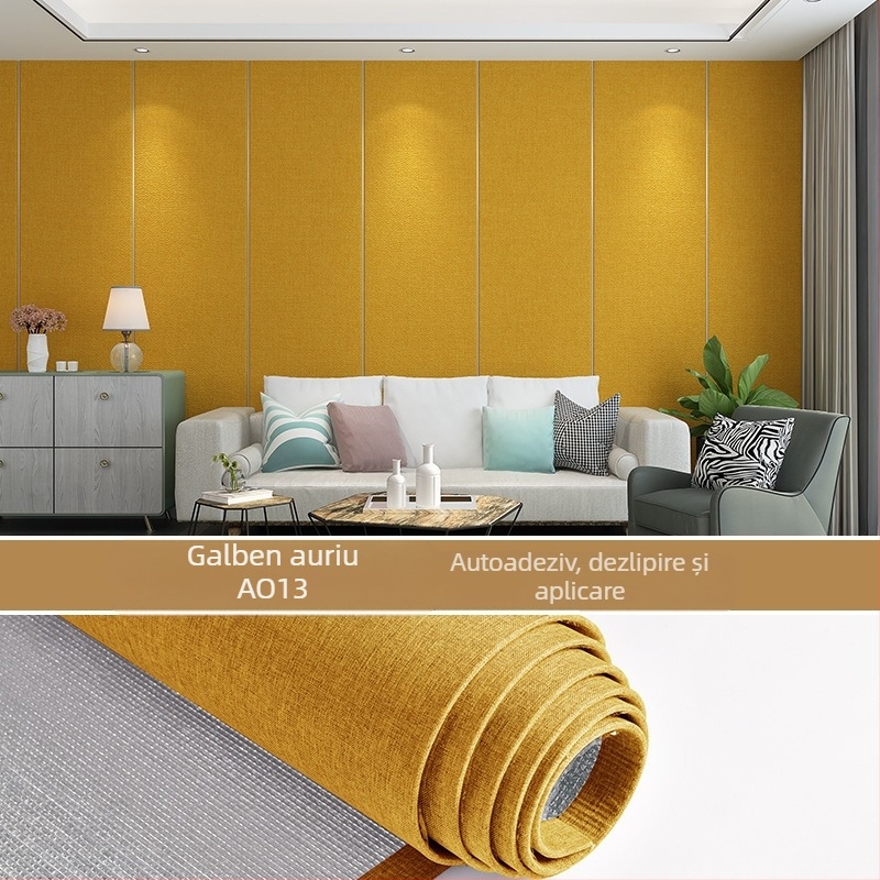 Țesătură de perete din in, strat multiplu, suprafață reliefată, rezistentă la umiditate, decor pentru dormitor și fundal TV, stil modern minimalist