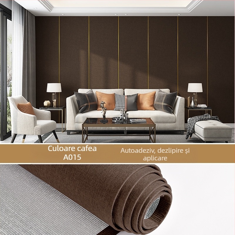 Țesătură de perete din in, strat multiplu, suprafață reliefată, rezistentă la umiditate, decor pentru dormitor și fundal TV, stil modern minimalist