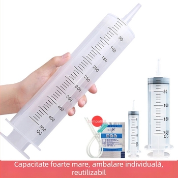 Siringă pentru clismă din plastic, cu scară gradată, destinată adulților, ambalaj sigilat individual