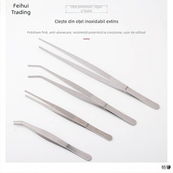 Pincete din oțel inoxidabil cu cap rotund, antiderapante, lungi pentru acvariu (Yang Dao) - mâner: Alt material; vârf: Alt material; origine: China