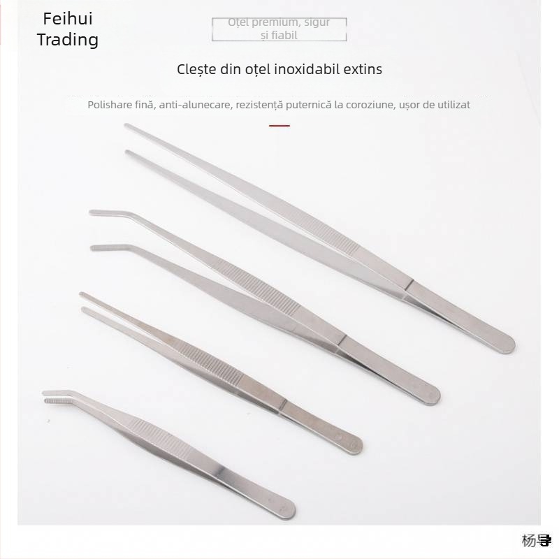 Pincete din oțel inoxidabil cu cap rotund, antiderapante, lungi pentru acvariu (Yang Dao) - mâner: Alt material; vârf: Alt material; origine: China