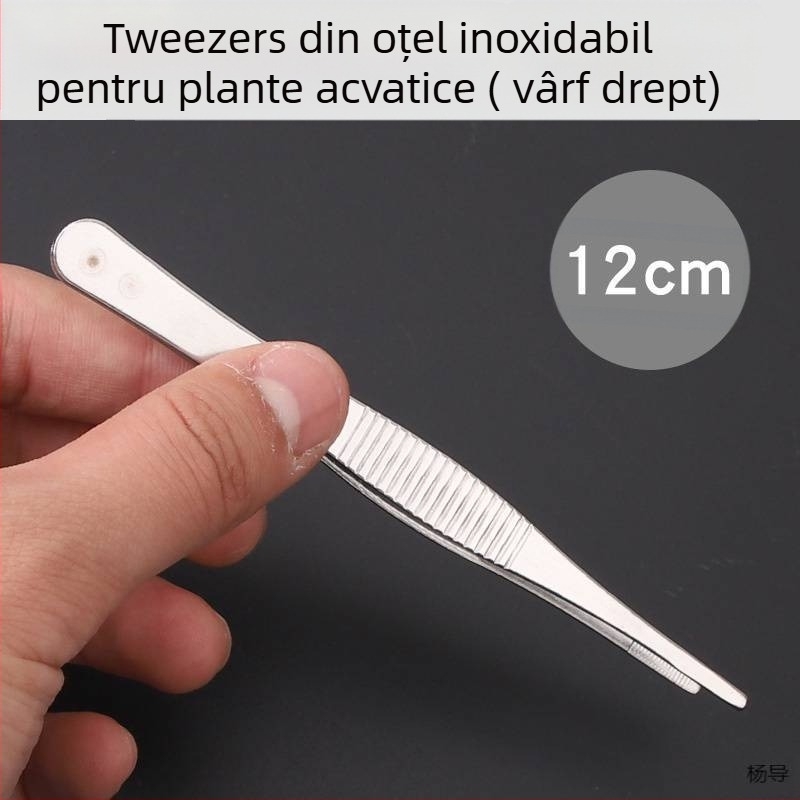 Pincete din oțel inoxidabil cu cap rotund, antiderapante, lungi pentru acvariu (Yang Dao) - mâner: Alt material; vârf: Alt material; origine: China