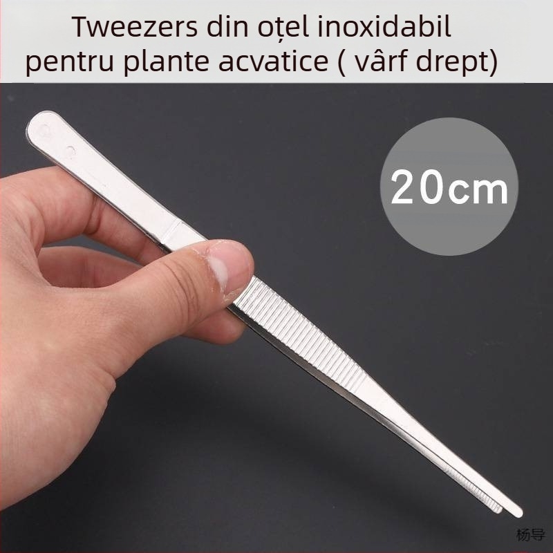 Pincete din oțel inoxidabil cu cap rotund, antiderapante, lungi pentru acvariu (Yang Dao) - mâner: Alt material; vârf: Alt material; origine: China