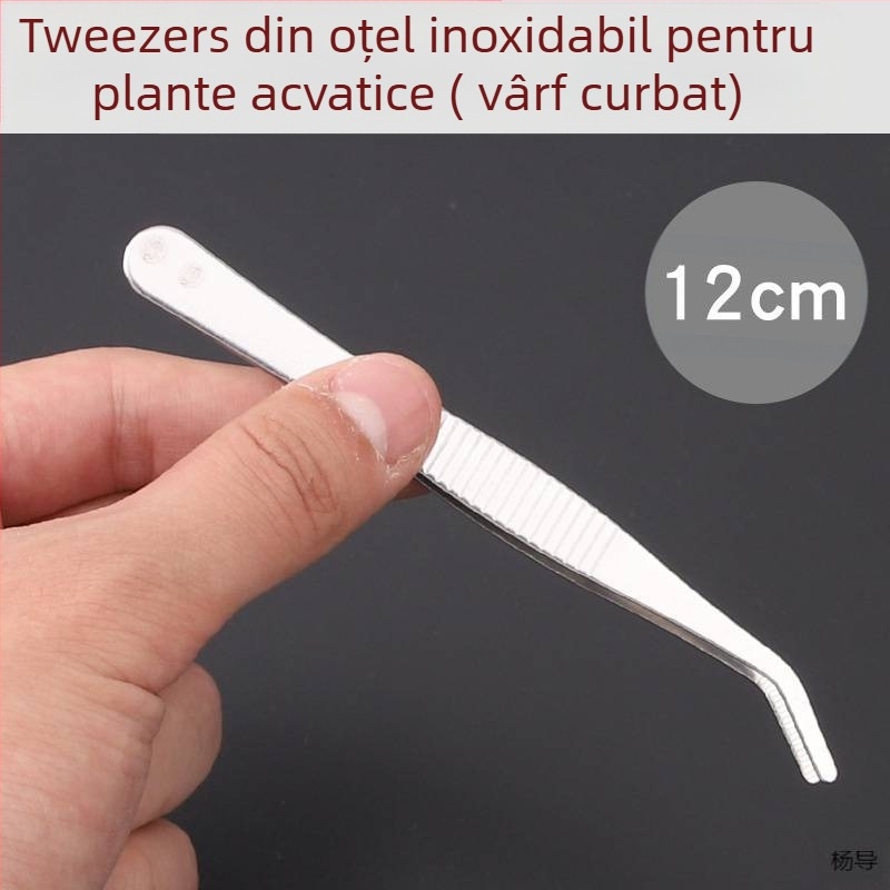 Pincete din oțel inoxidabil cu cap rotund, antiderapante, lungi pentru acvariu (Yang Dao) - mâner: Alt material; vârf: Alt material; origine: China