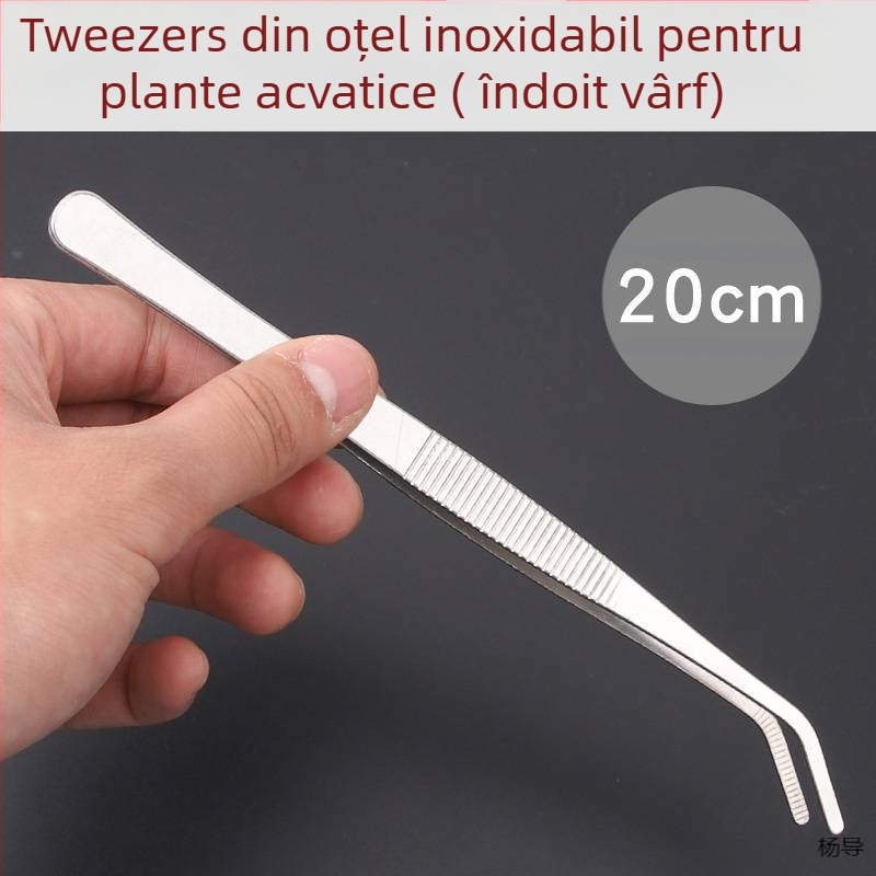 Pincete din oțel inoxidabil cu cap rotund, antiderapante, lungi pentru acvariu (Yang Dao) - mâner: Alt material; vârf: Alt material; origine: China