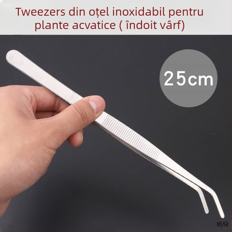 Pincete din oțel inoxidabil cu cap rotund, antiderapante, lungi pentru acvariu (Yang Dao) - mâner: Alt material; vârf: Alt material; origine: China