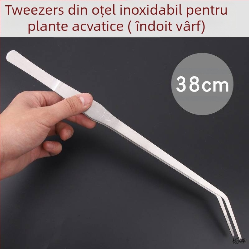 Pincete din oțel inoxidabil cu cap rotund, antiderapante, lungi pentru acvariu (Yang Dao) - mâner: Alt material; vârf: Alt material; origine: China