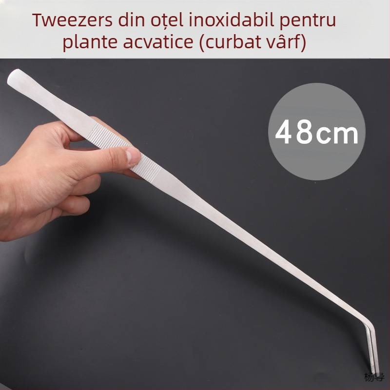 Pincete din oțel inoxidabil cu cap rotund, antiderapante, lungi pentru acvariu (Yang Dao) - mâner: Alt material; vârf: Alt material; origine: China