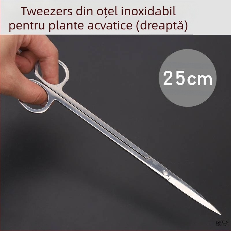 Pincete din oțel inoxidabil cu cap rotund, antiderapante, lungi pentru acvariu (Yang Dao) - mâner: Alt material; vârf: Alt material; origine: China