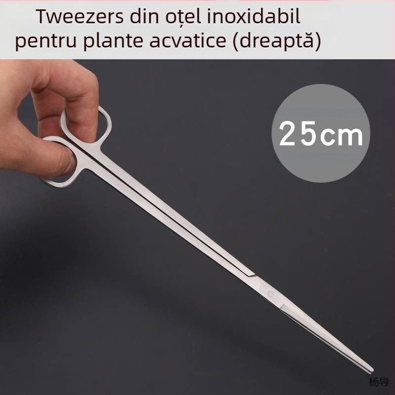 Pincete din oțel inoxidabil cu cap rotund, antiderapante, lungi pentru acvariu (Yang Dao) - mâner: Alt material; vârf: Alt material; origine: China