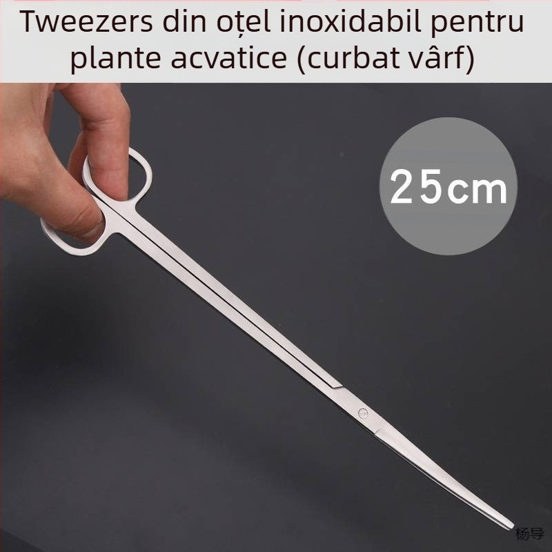 Pincete din oțel inoxidabil cu cap rotund, antiderapante, lungi pentru acvariu (Yang Dao) - mâner: Alt material; vârf: Alt material; origine: China