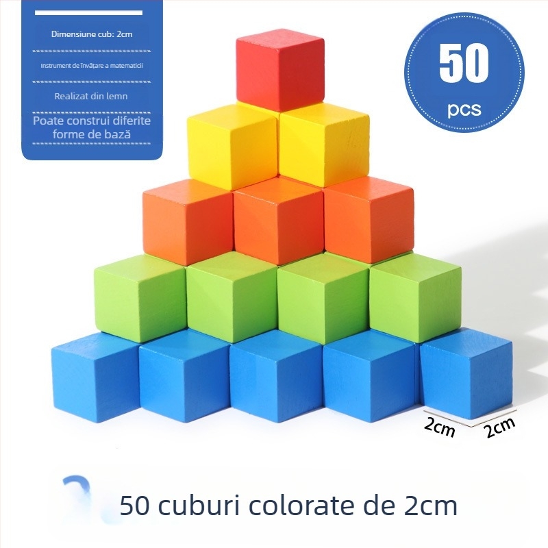 Cuburi educaționale din lemn pentru matematică: lemn, vârsta 7–14 ani, 0–38 bucăți, vopsea pe bază de apă, placă de densitate