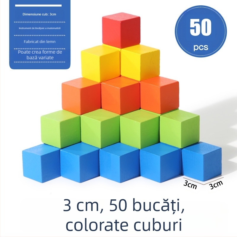 Cuburi educaționale din lemn pentru matematică: lemn, vârsta 7–14 ani, 0–38 bucăți, vopsea pe bază de apă, placă de densitate