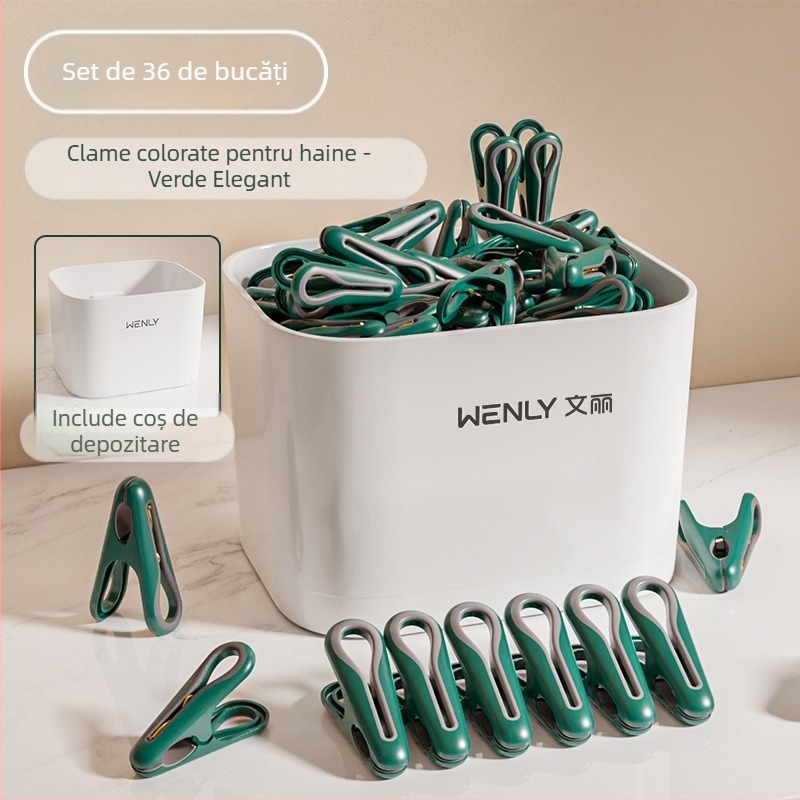 Clip de uscare pentru șosete, prindere puternică, model 4108/5053, plastic, 36 bucăți într-o cutie