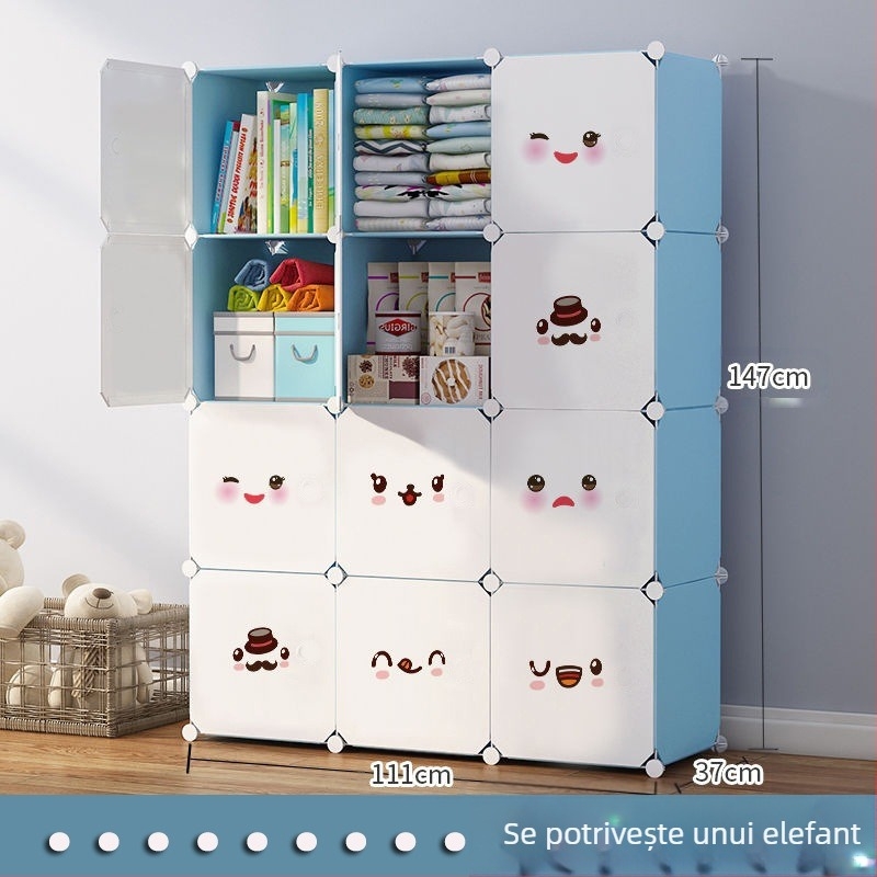 Dulap plastic asamblabil Haishang — montaj facil, 2–12 uși, spațiu pentru haine, raft de depozitare, compartiment complet