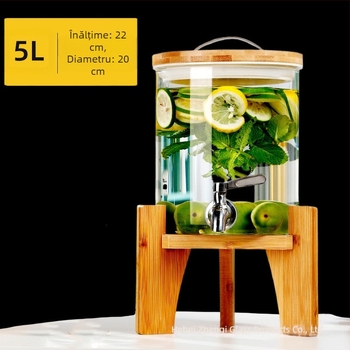 Zhenqi butoi de vin din sticlă cu robinet – premium, stil modern-simplu, potrivit pentru vin, sucuri și ceai de fructe