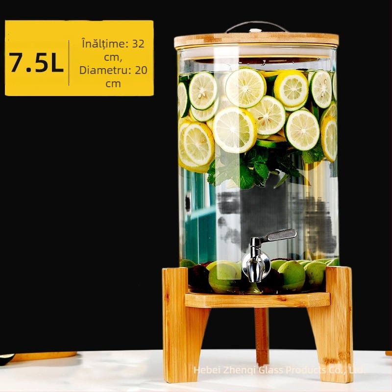 Zhenqi butoi de vin din sticlă cu robinet – premium, stil modern-simplu, potrivit pentru vin, sucuri și ceai de fructe