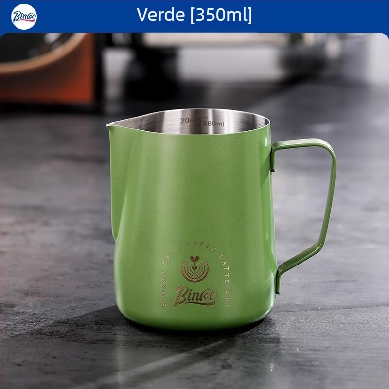 Bincoo cana de lapte din oțel inoxidabil pentru latte art, logo gravat cu laser, personalizabil, 165 g, stil modern