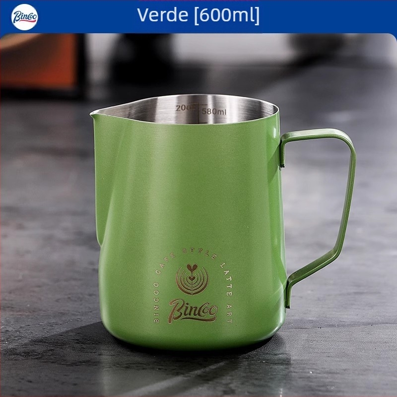 Bincoo cana de lapte din oțel inoxidabil pentru latte art, logo gravat cu laser, personalizabil, 165 g, stil modern