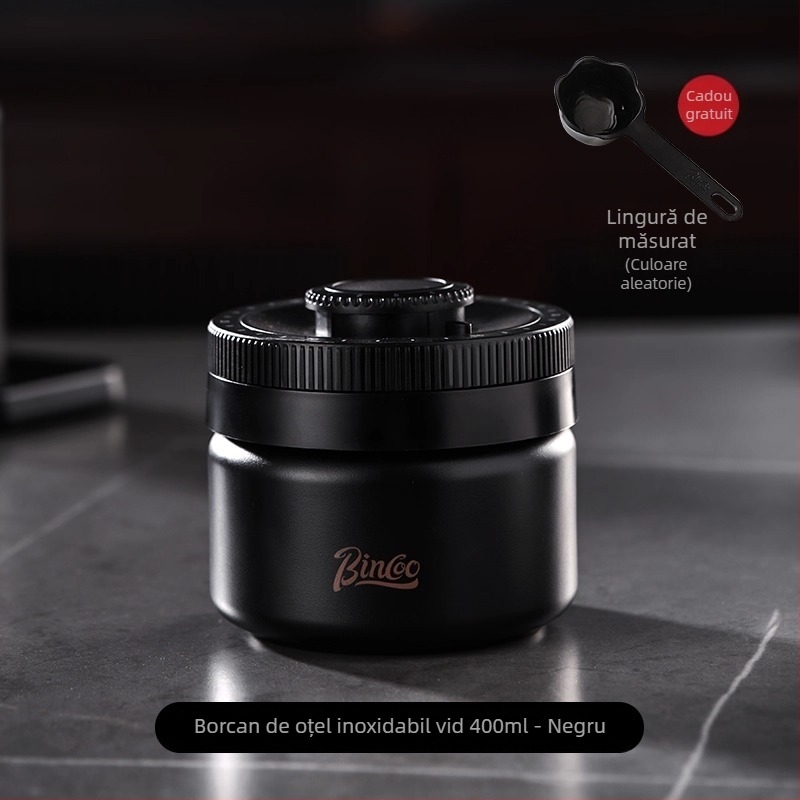 Bin Coo borcan sigilat pentru cafea, cu vid, din oțel inoxidabil 304, rezistent la lumină, formă rotundă, stil japonez