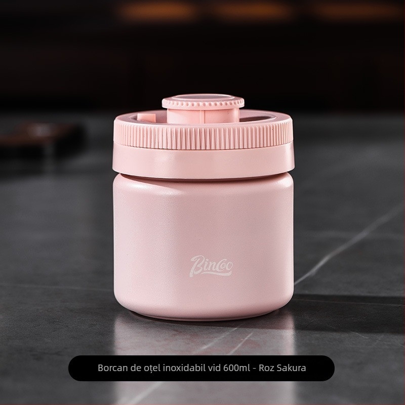 Bin Coo borcan sigilat pentru cafea, cu vid, din oțel inoxidabil 304, rezistent la lumină, formă rotundă, stil japonez
