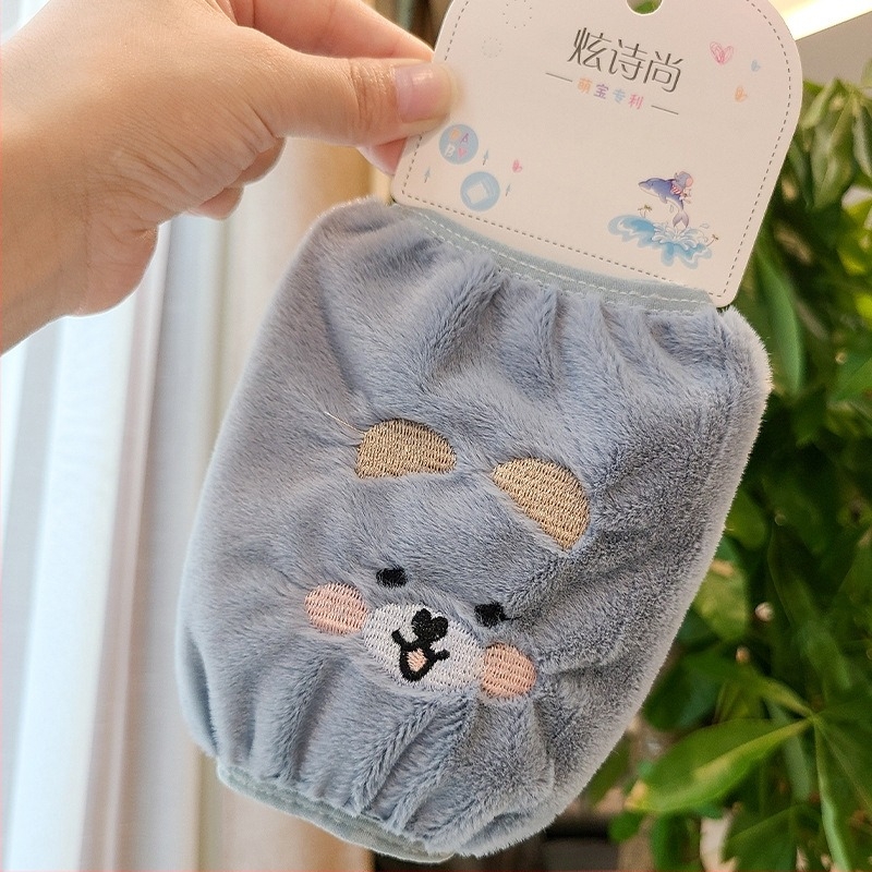 Manșete lungi pentru copii, broderie cu pisică, polar fleece, imprimeu desen animat, toamnă-iarnă, anti-murdărire