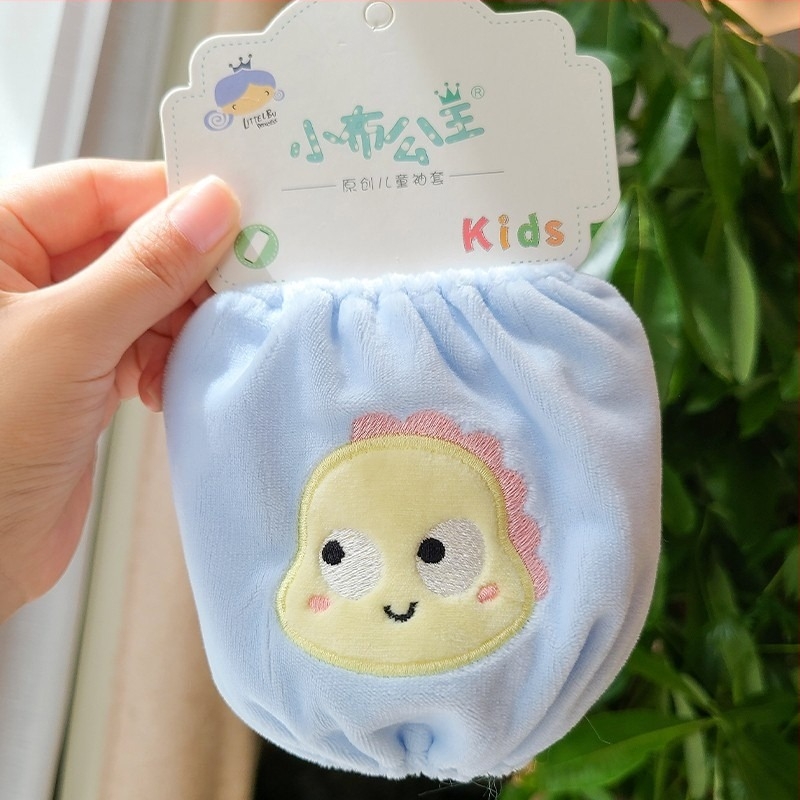 Manșete lungi pentru copii, broderie cu pisică, polar fleece, imprimeu desen animat, toamnă-iarnă, anti-murdărire