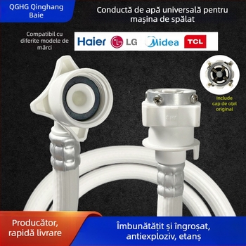 Extensie de țeavă de alimentare cu apă din PVC pentru mașina de spălat automată cu tambur, montaj manual, model 4/6 puncte, 1,6 MPa, 0–100°C