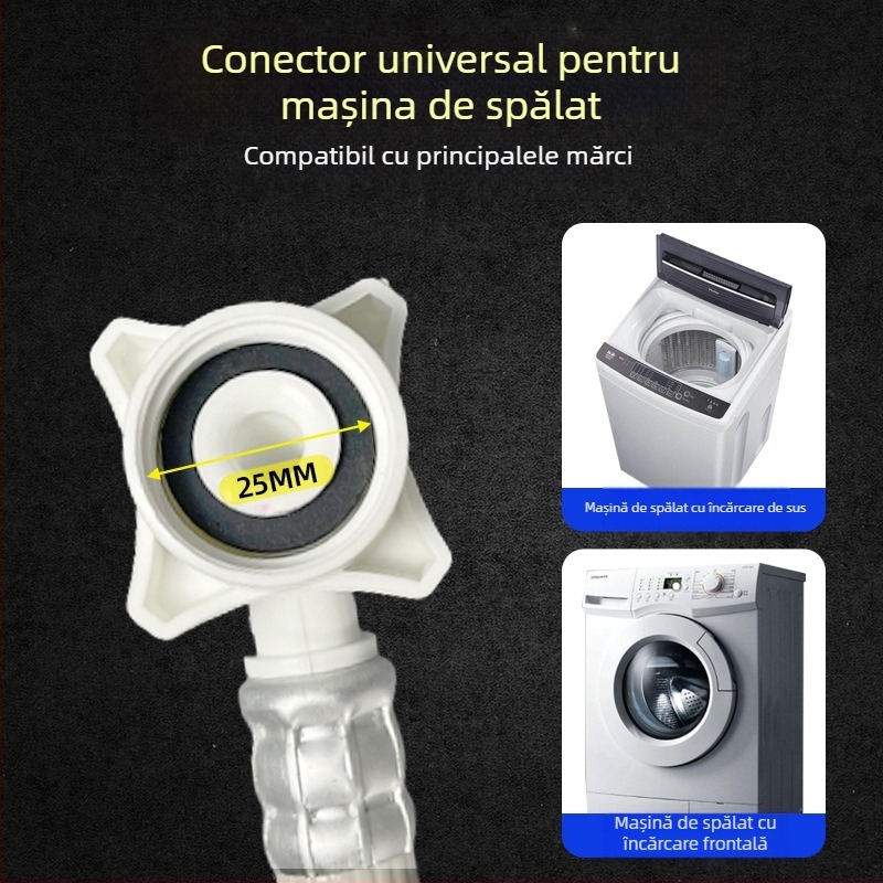 Extensie de țeavă de alimentare cu apă din PVC pentru mașina de spălat automată cu tambur, montaj manual, model 4/6 puncte, 1,6 MPa, 0–100°C