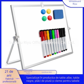 Tablă albă magnetică cu două fețe, pentru birou, cu cadru din aliaj de aluminiu și panou metalic