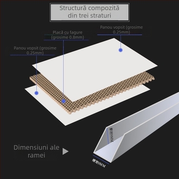 Tablă albă magnetică cu două fețe, pentru birou, cu cadru din aliaj de aluminiu și panou metalic