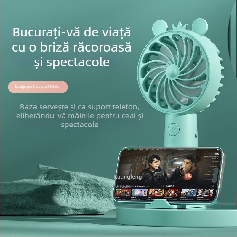 Lampă de birou cu ventilator USB, iluminare, 3 trepte de viteză, mod mecanic, baterie detașabilă