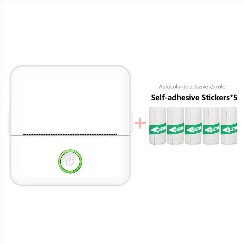 Printer termic de buzunar — interfață USB, hârtie termică 57x25 mm, baterie litiu încorporată, compatibil cu Apple/Android