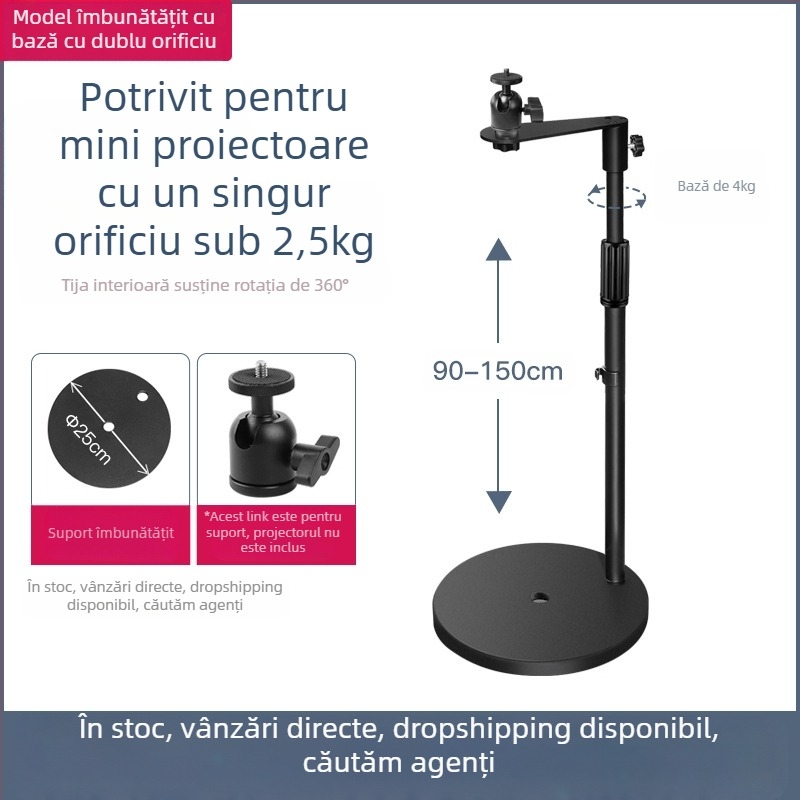 Stand pentru proiector pe podea pentru uz casnic, înălțime telescopică 85-140 cm, model K14, sarcină 3 kg, marcă Hongye