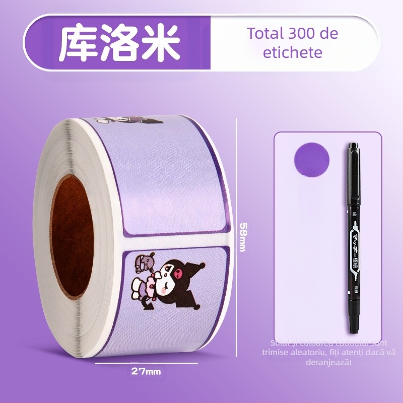 JZXMT-001KMY Etichetă cu nume scrisă de mână — etichetă adezivă în rolă pentru clasă, 300 etichete pe pagină