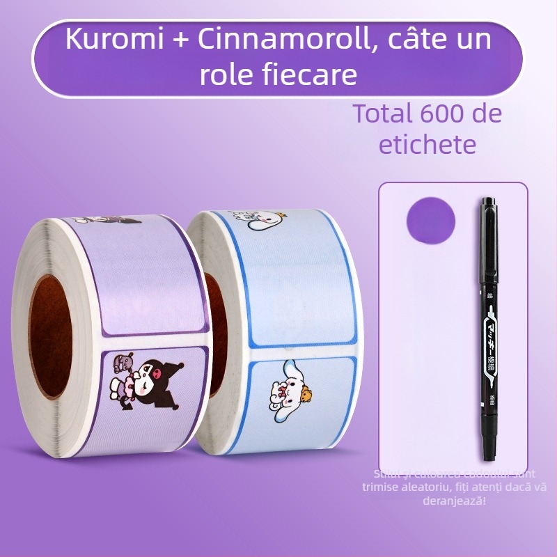 JZXMT-001KMY Etichetă cu nume scrisă de mână — etichetă adezivă în rolă pentru clasă, 300 etichete pe pagină