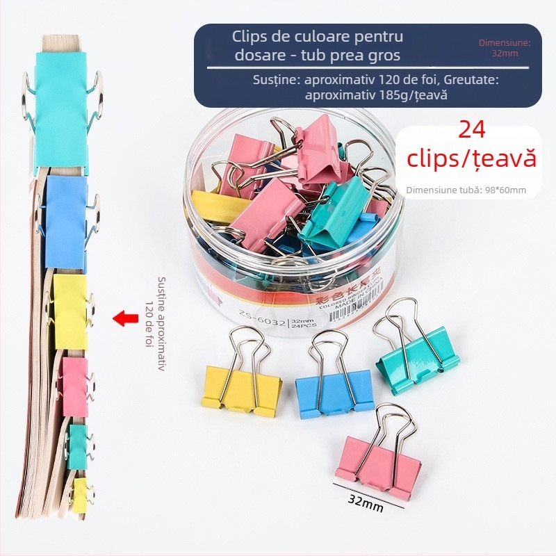 Alive Clip metal cu coadă lungă – Clip de birou, Ambalaj: cilindru gros / țeavă subțire