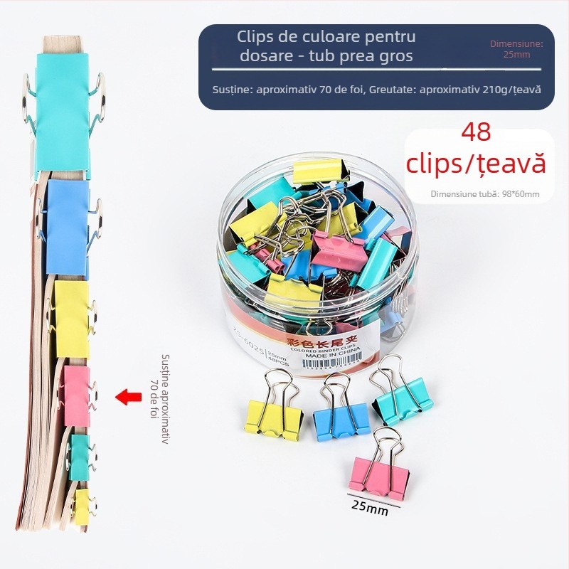 Alive Clip metal cu coadă lungă – Clip de birou, Ambalaj: cilindru gros / țeavă subțire