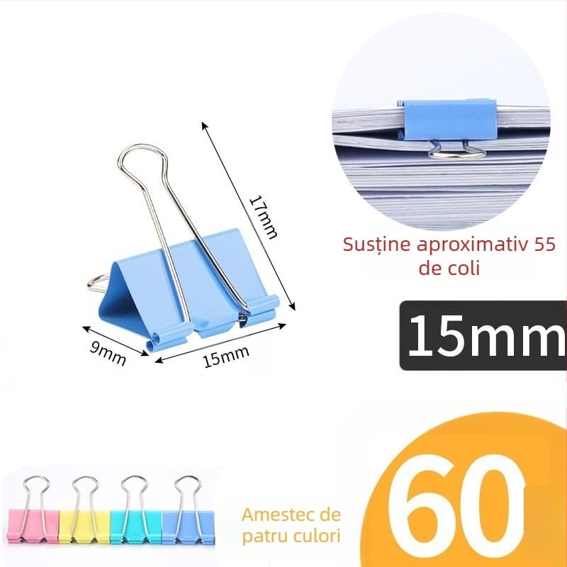 Clip pentru documente, construcție din metal, model LCT5561, ambalare tip baril