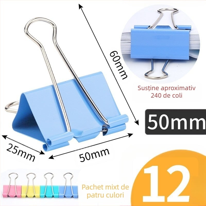 Clip pentru documente, construcție din metal, model LCT5561, ambalare tip baril