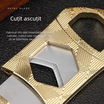 Tăietor de țigări cu lamă dublă, lamă hexagonală, design portabil din metal (Material: Metal; Lamă: aliaj de zinc + oțel inoxidabil; Suprafața: electroplacare; Manual: Da)