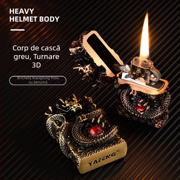 Aprindător cu kerosen, corp metalic, reutilizabil, stil modern minimalist, fără protecție împotriva vântului