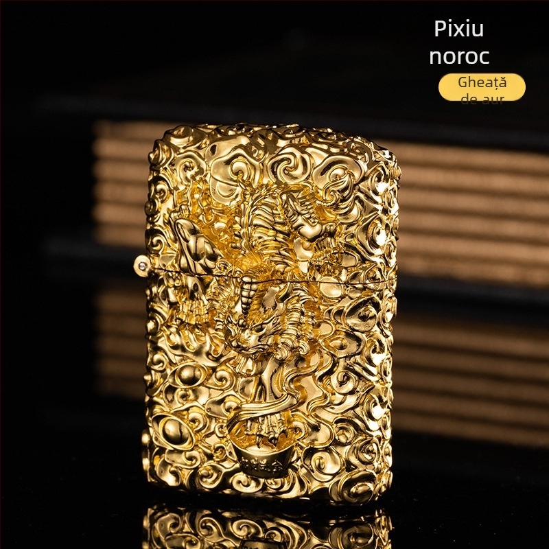 Aprindător cu kerosen, corp metalic, reutilizabil, stil modern minimalist, fără protecție împotriva vântului