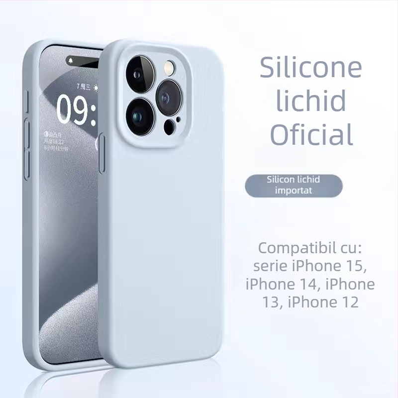 Carcasă protectoare din silicon lichid pentru iPhone 12 Pro / 12 Pro Max / 13 Pro Max – atingere plăcută, premium, rezistentă la șocuri, anti-amprente
