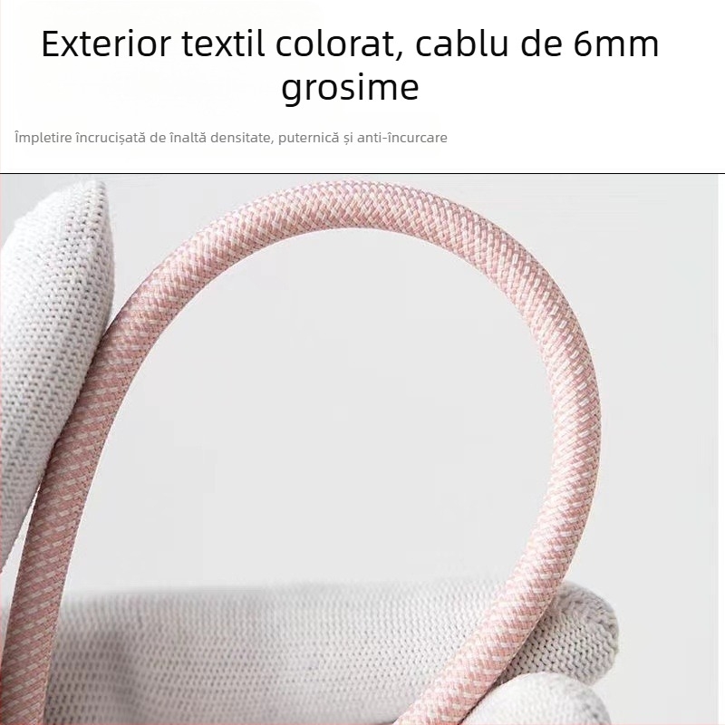 Cablu de date cu șnur pentru încheietura mâinii, compatibil Apple și Android, cataramă metalică, design portabil, încărcare rapidă