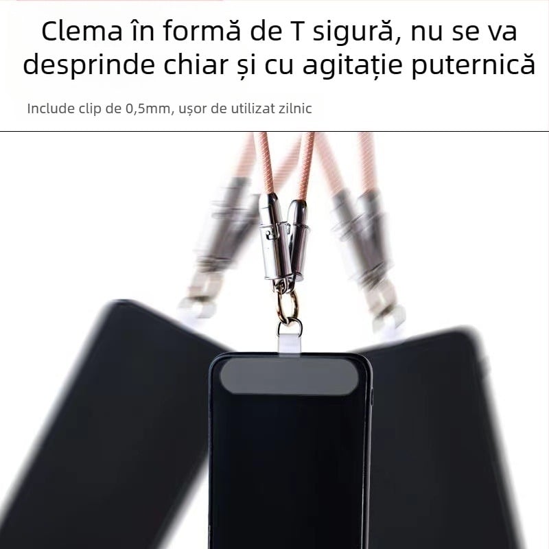 Cablu de date cu șnur pentru încheietura mâinii, compatibil Apple și Android, cataramă metalică, design portabil, încărcare rapidă
