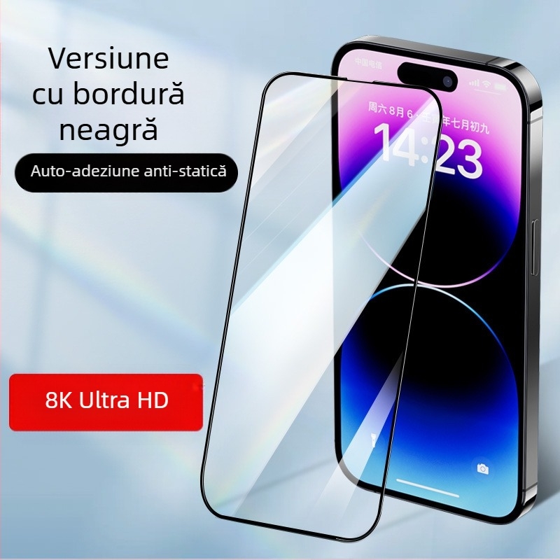 Protecție ecran frontal pentru seria iPhone 16 — sticlă temperată, anti-amprentare, anti-spion, HD mat, acoperire completă a ecranului